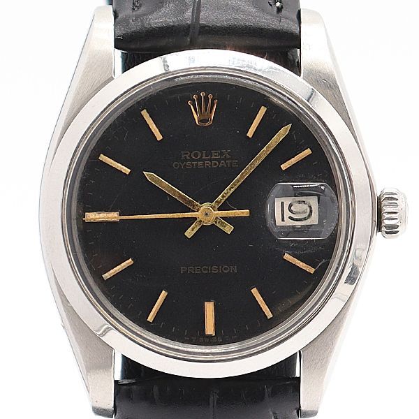 Rolex Oyster Date Manual Wind Black Dial Watch