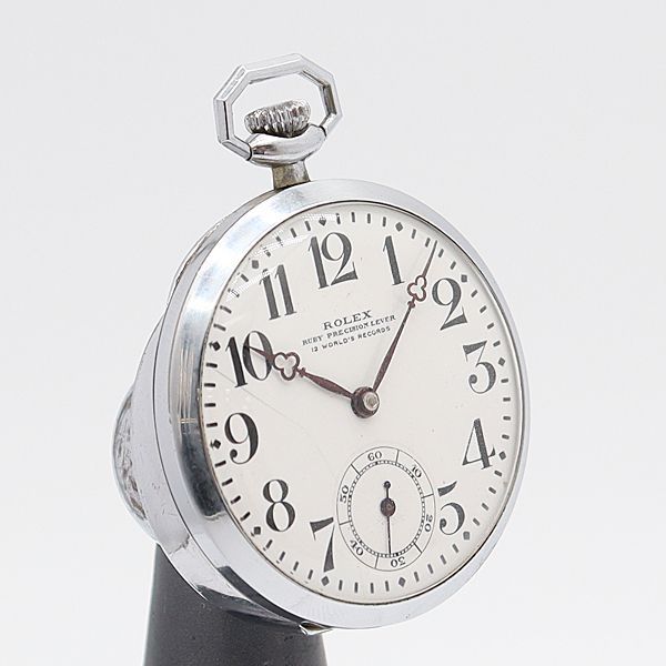 Rolex World Record Manual Wind Small Second White Dial Pocket Watch — view 2