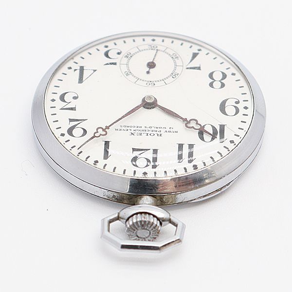 Rolex World Record Manual Wind Small Second White Dial Pocket Watch — view 3