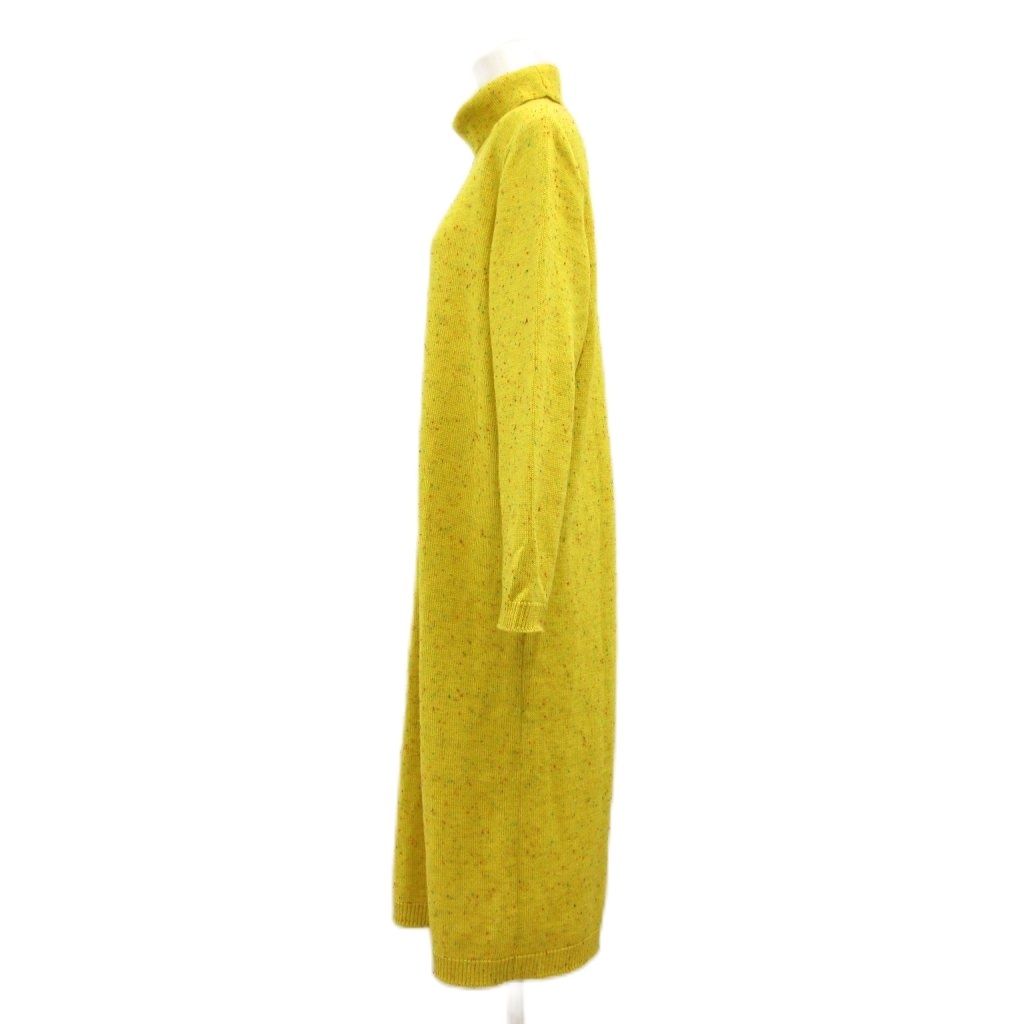 Saint Laurent Vintage Long Dress Knit Long Sleeve Nep Turtleneck Yellow MG M — view 3