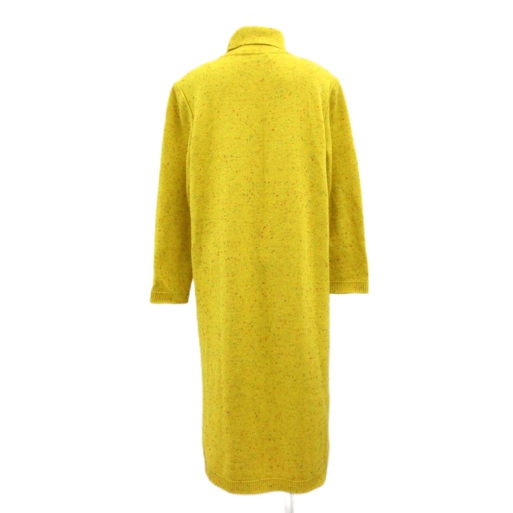 Saint Laurent Vintage Long Dress Knit Long Sleeve Nep Turtleneck Yellow MG M — view 2