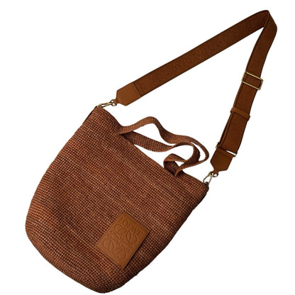 Loewe Slit Mini Raffia Leather 2-Way Tote Shoulder Bag — view 8