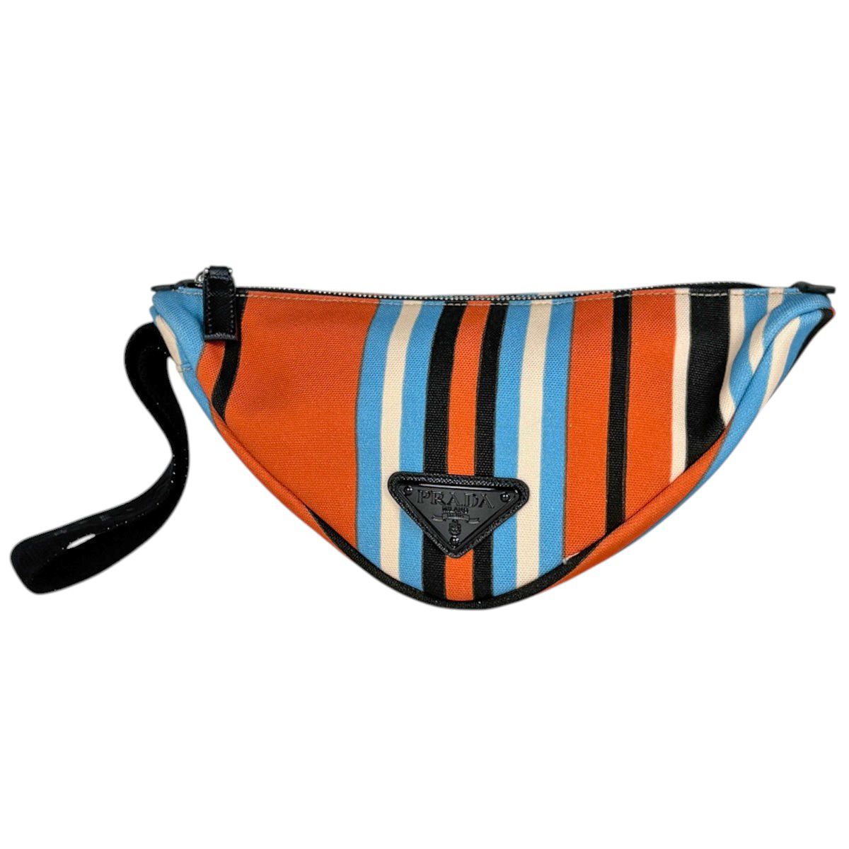 Prada Pouch Triangle Canvas Orange Multicolor