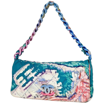 Chanel Shoulder Bag Water Color CC Logo Canvas Blue