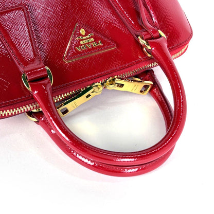Prada Handbag Patent Saffiano Leather Rosso — view 6