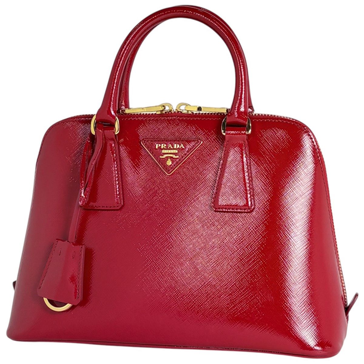 Prada Handbag Patent Saffiano Leather Rosso