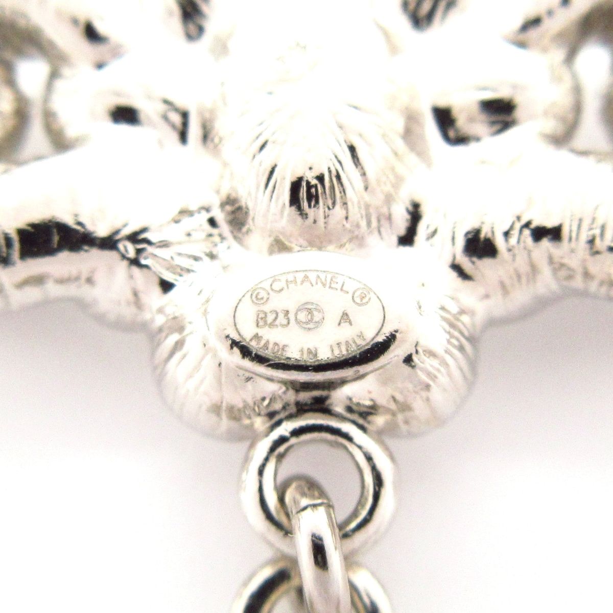 Chanel Brooch CC Logo Silver Clear White Rhinestone Pearl — view 4