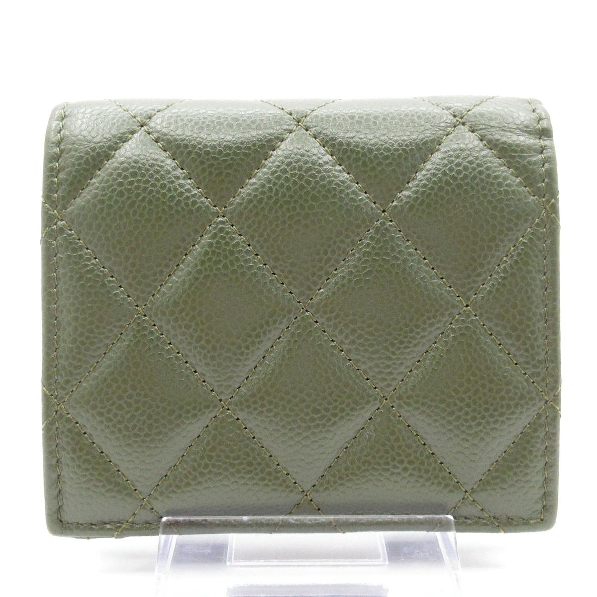 Chanel Bifold Wallet Quilted Khaki CC Logo — view 2