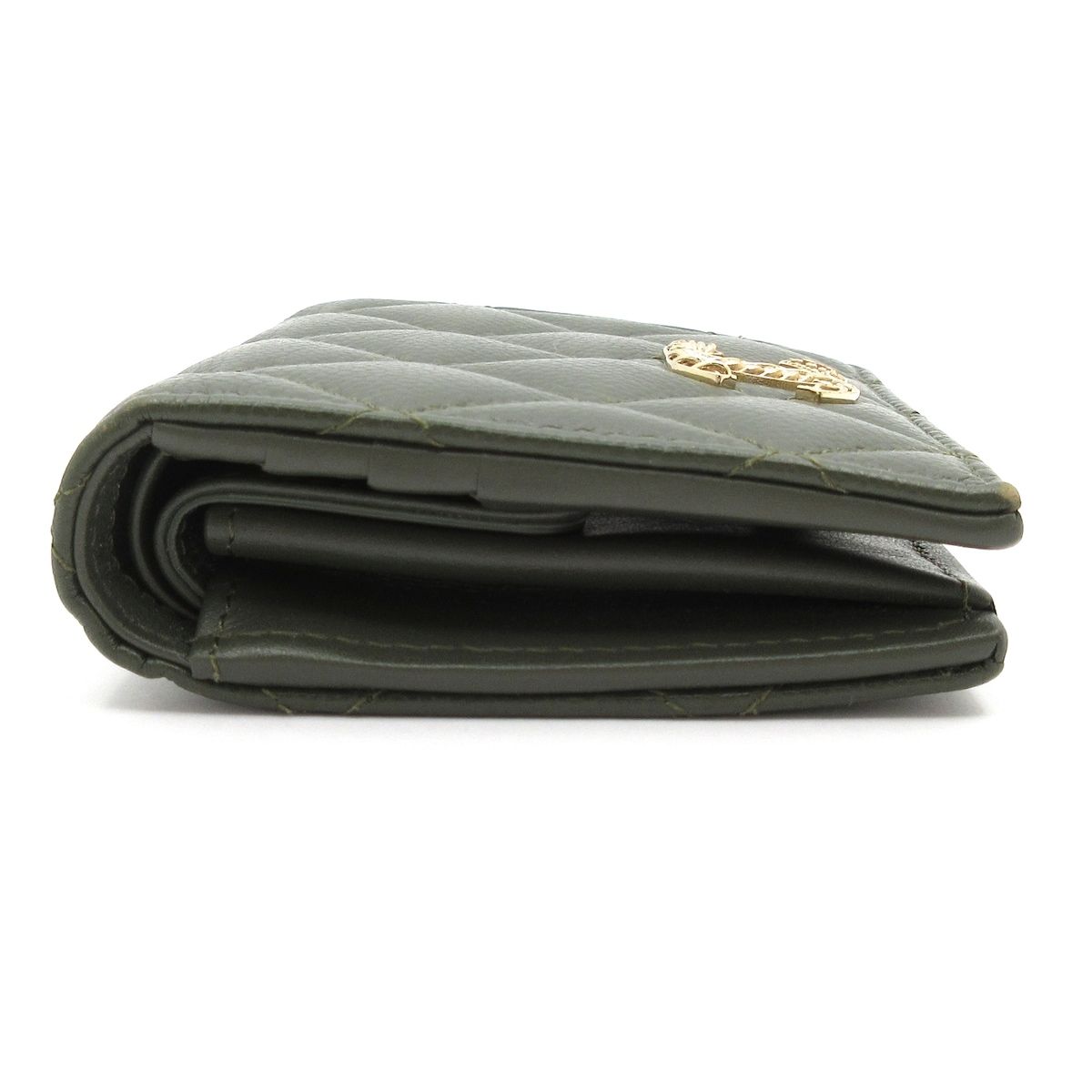 Chanel Bifold Wallet Quilted Khaki CC Logo — view 8