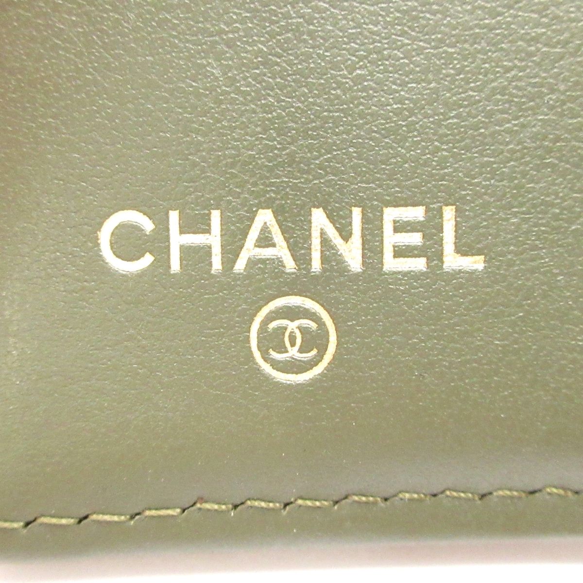 Chanel Bifold Wallet Quilted Khaki CC Logo — view 5