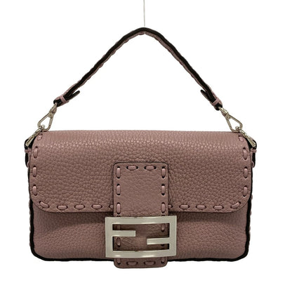 Fendi Handbag Baguette Mini Selleria Purple Leather