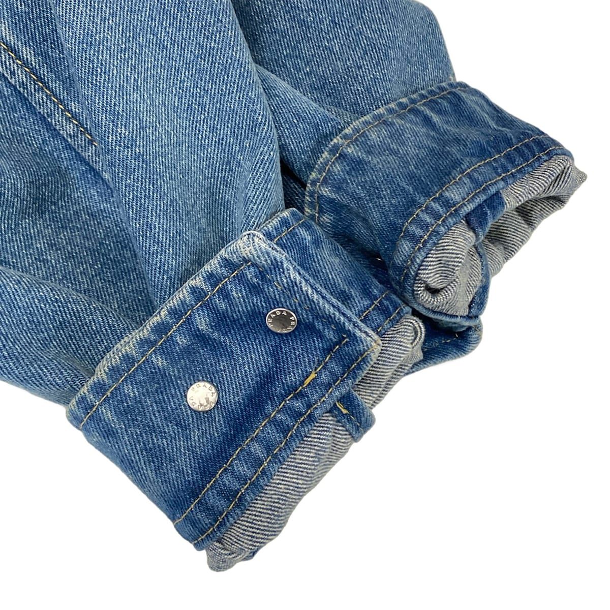 Prada Jean S Organicdenim Cropped Jacket Navy Cotton — view 7