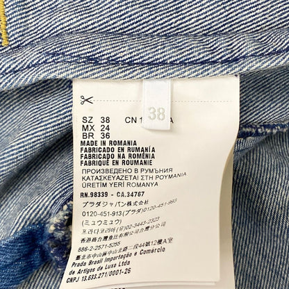 Prada Jean S Organicdenim Cropped Jacket Navy Cotton — view 5