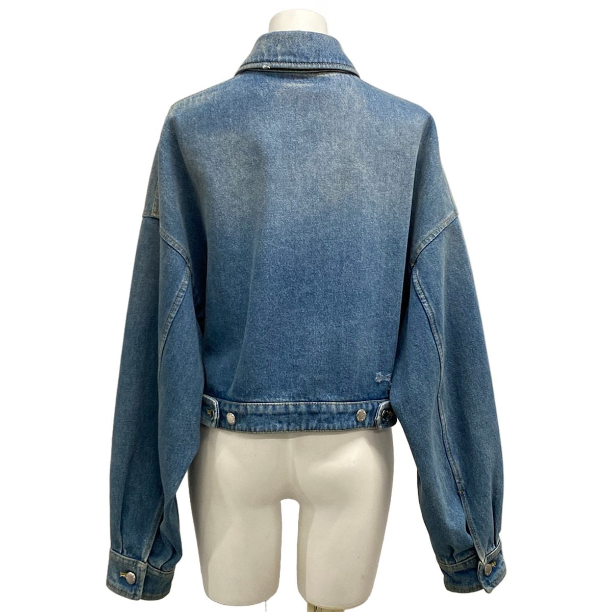 Prada Jean S Organicdenim Cropped Jacket Navy Cotton — view 2