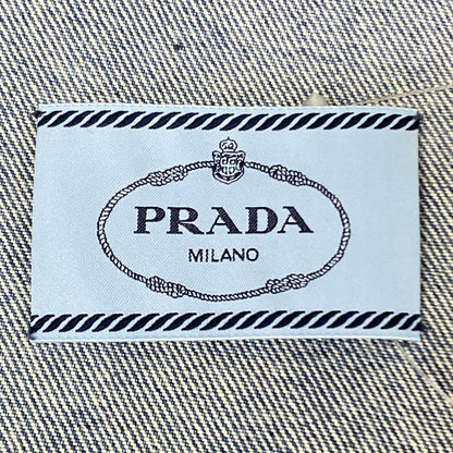 Prada Jean S Organicdenim Cropped Jacket Navy Cotton — view 3