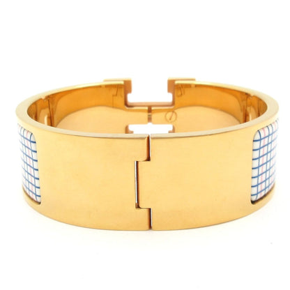 Hermes Bangle Clic Clac H Pink Gold White Multi Plaid Pattern Bracelet — view 3