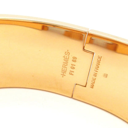Hermes Bangle Clic Clac H Pink Gold White Multi Plaid Pattern Bracelet — view 4