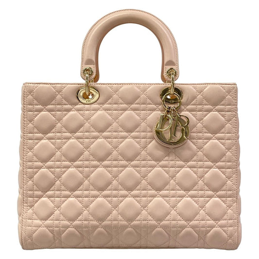 Dior Handbag Lady Large Bag Light Pink Gold Lambskin
