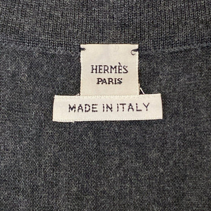 Hermes Cardigan Dark Gray Black Red Clic Clac a Pois Long Length Cashmere — view 3