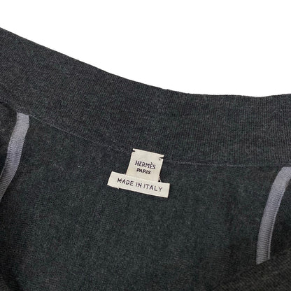 Hermes Cardigan Dark Gray Black Red Clic Clac a Pois Long Length Cashmere — view 8