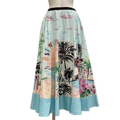 Dior Long Skirt I Light Blue Purple Multi 42