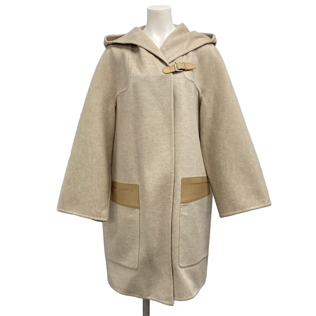 Hermes Coat S Beige Cashmere 34
