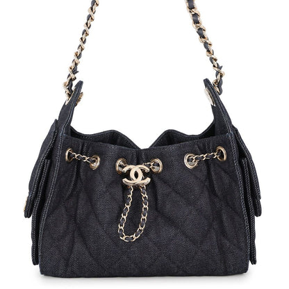 Chanel Chain Shoulder Bag 25 Mini Denim CC Logo Black