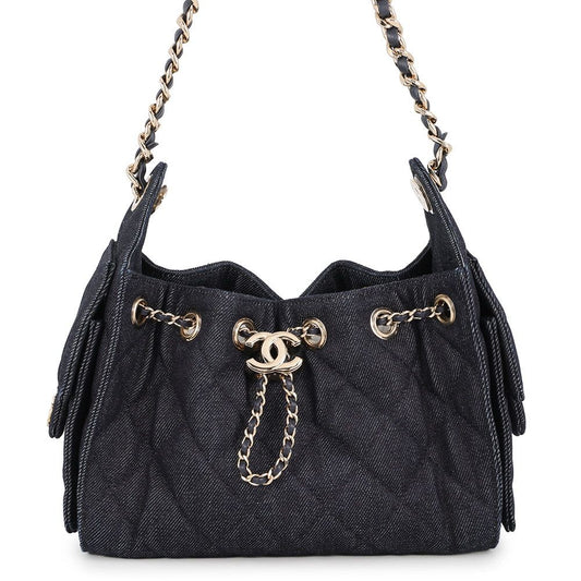 Chanel Chain Shoulder Bag 25 Mini Denim CC Logo Black