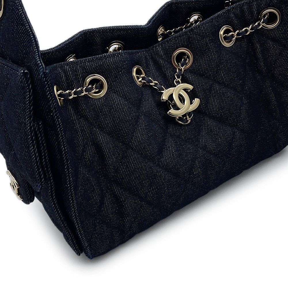 Chanel Chain Shoulder Bag 25 Mini Denim CC Logo Black — view 8