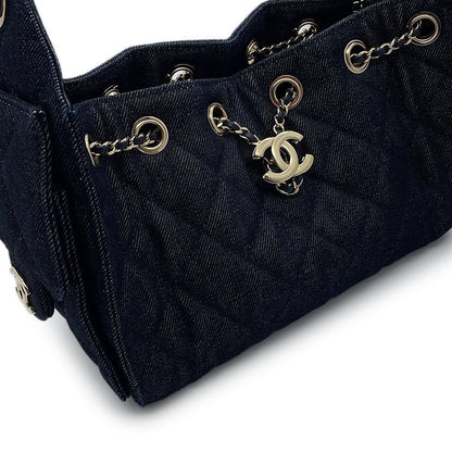 Chanel Chain Shoulder Bag 25 Mini Denim CC Logo Black — view 8
