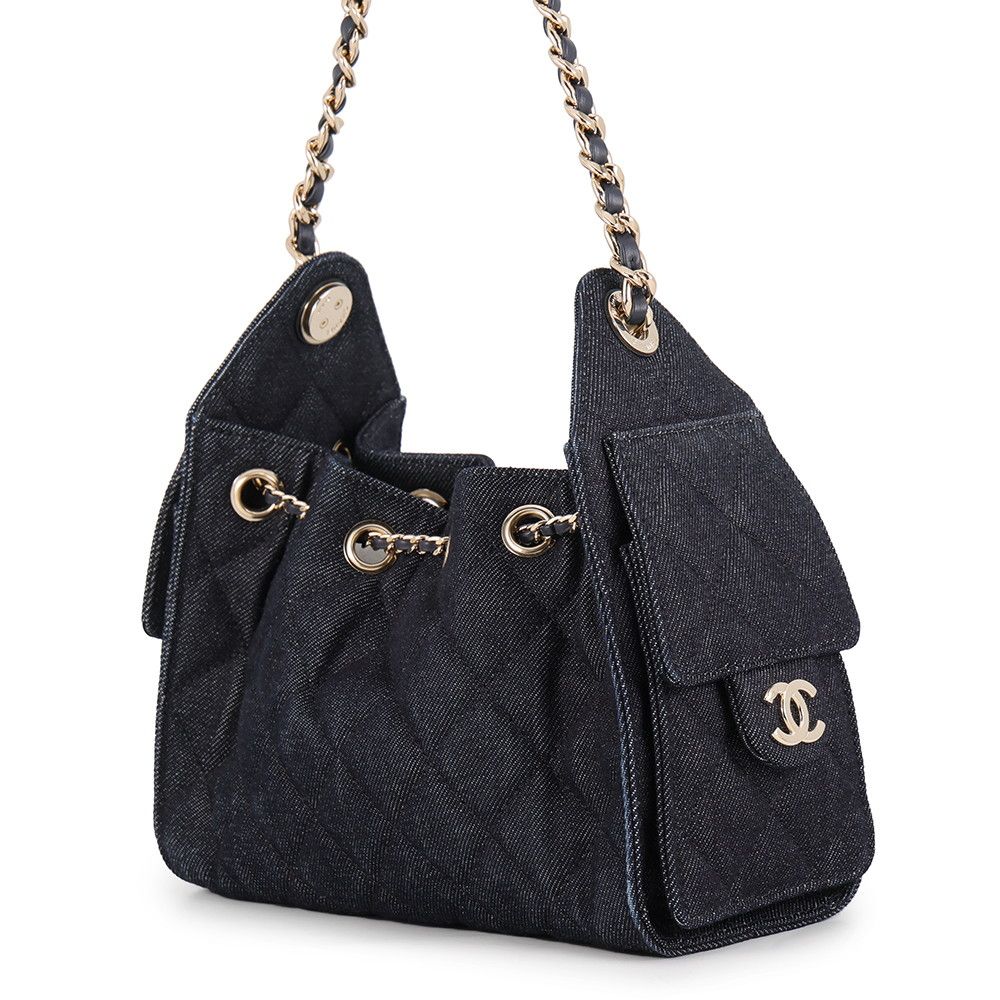 Chanel Chain Shoulder Bag 25 Mini Denim CC Logo Black — view 2