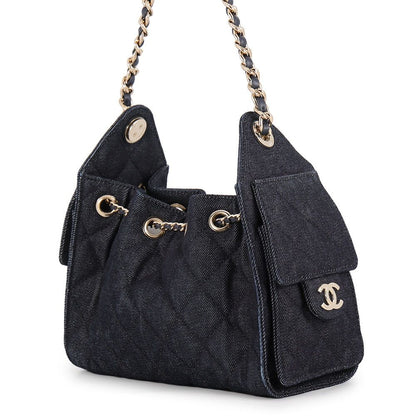 Chanel Chain Shoulder Bag 25 Mini Denim CC Logo Black — view 2