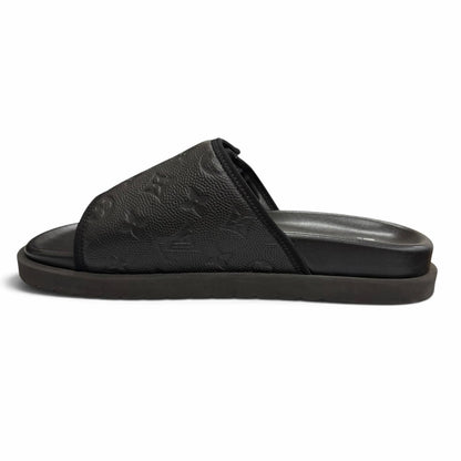 Louis Vuitton NBA Leather Monogram Slide Sandals Black 7 — view 6