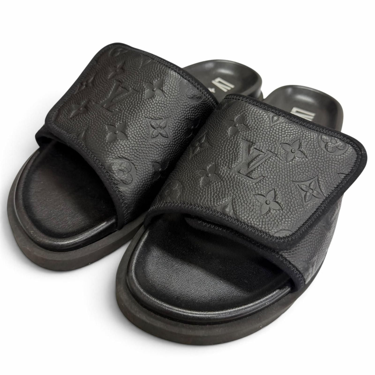 Louis Vuitton NBA Leather Monogram Slide Sandals Black 7