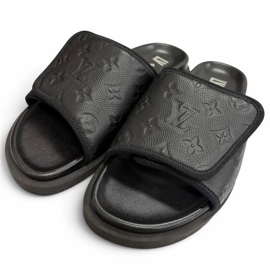 Louis Vuitton NBA Leather Monogram Slide Sandals Black 7