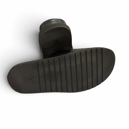 Louis Vuitton NBA Leather Monogram Slide Sandals Black 7 — view 5