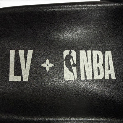 Louis Vuitton NBA Leather Monogram Slide Sandals Black 7 — view 8