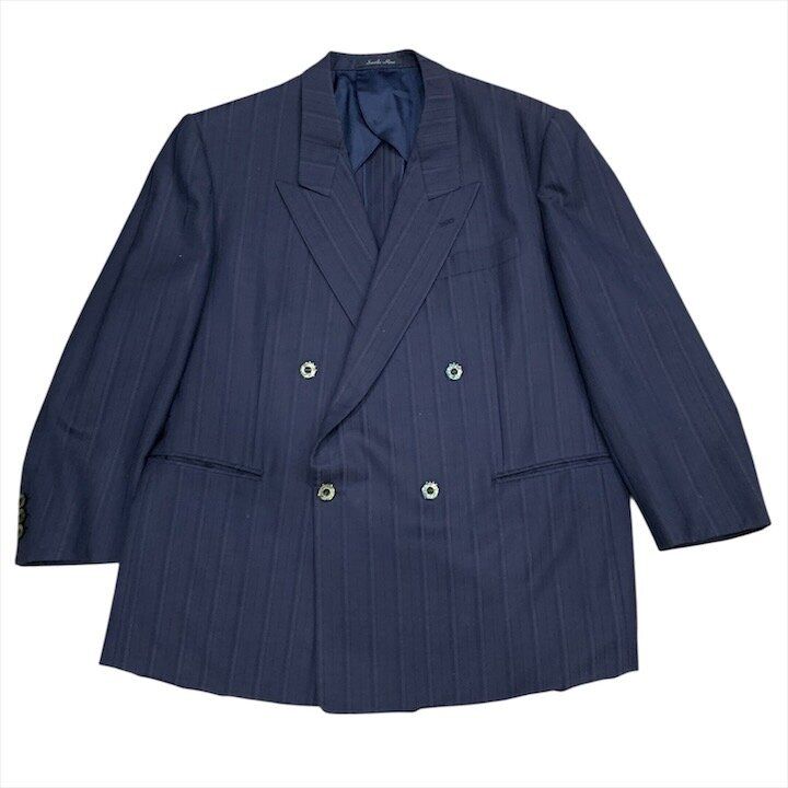 Saint Laurent YSL Striped Double Breasted Set Pants Suit Business Navy Large — view 2