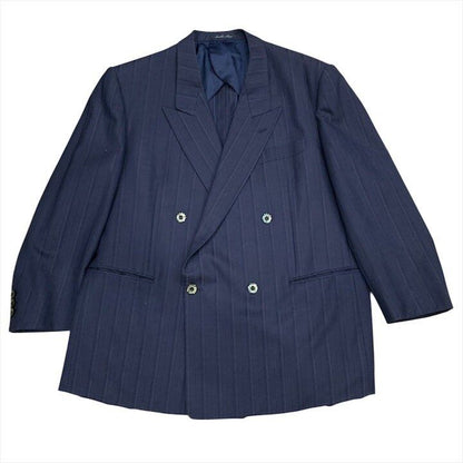 Saint Laurent YSL Striped Double Breasted Set Pants Suit Business Navy Large — view 2