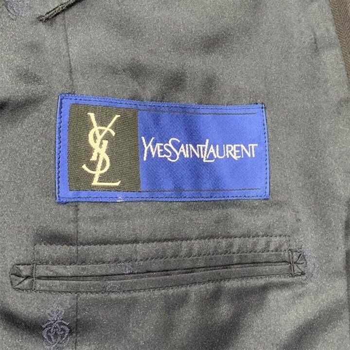 Saint Laurent YSL Striped Double Breasted Set Pants Suit Business Navy Large — view 6