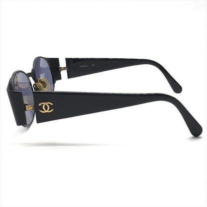 Chanel CC Logo Sunglasses Eyewear Round Black Metal — view 6