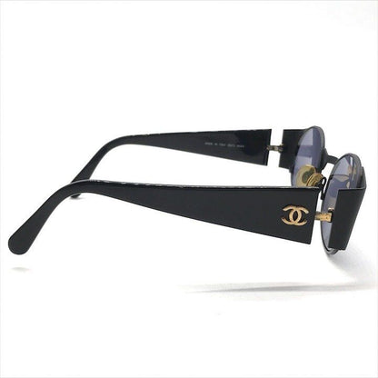Chanel CC Logo Sunglasses Eyewear Round Black Metal — view 7