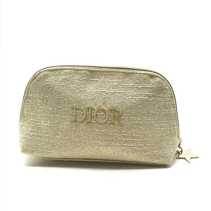Dior Makeup Pouch Case Canvas Black Gold with Mirror — view 5