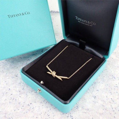 Tiffany & Co Knot Necklace 18k Yellow Gold Diamond
