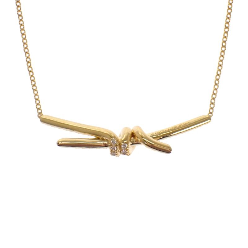 Tiffany & Co Knot Necklace 18k Yellow Gold Diamond — view 4