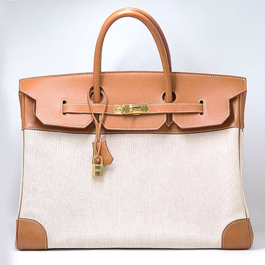 Hermes Birkin 40 Retourne Toile H Courchevel Beige Gold Bag