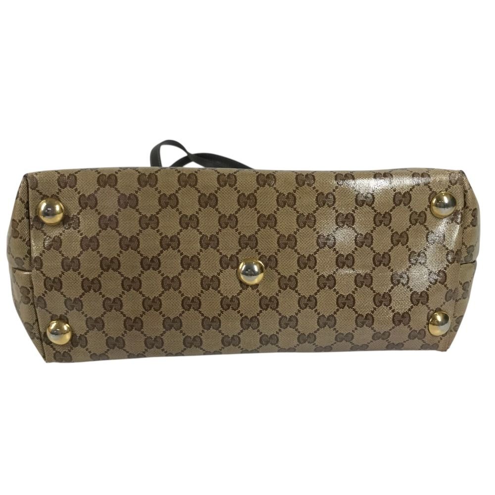 Gucci Shoulder Bag Logo Studs GG Crystal Leather Beige — view 5