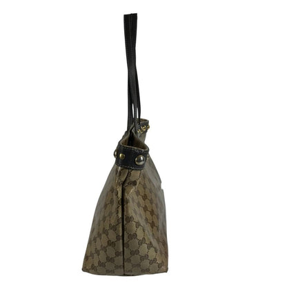 Gucci Shoulder Bag Logo Studs GG Crystal Leather Beige — view 2