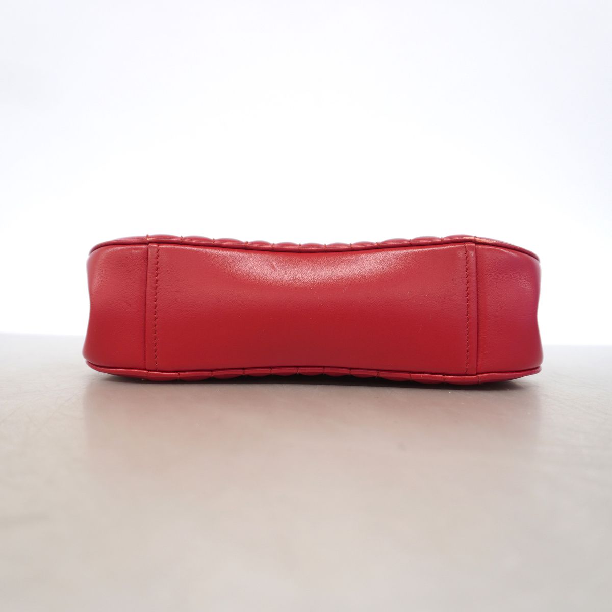 Prada Shoulder Bag Time Lag Leather Red Silver — view 3