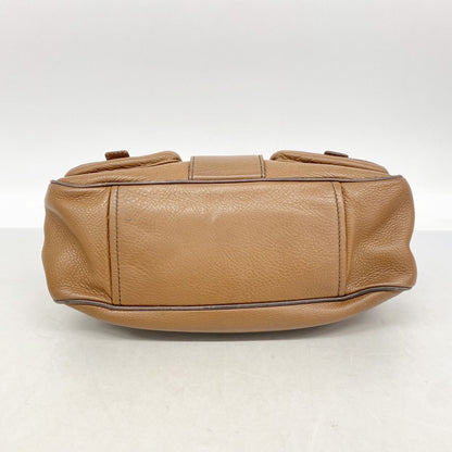 Prada Shoulder Bag Leather Brown Gold — view 3